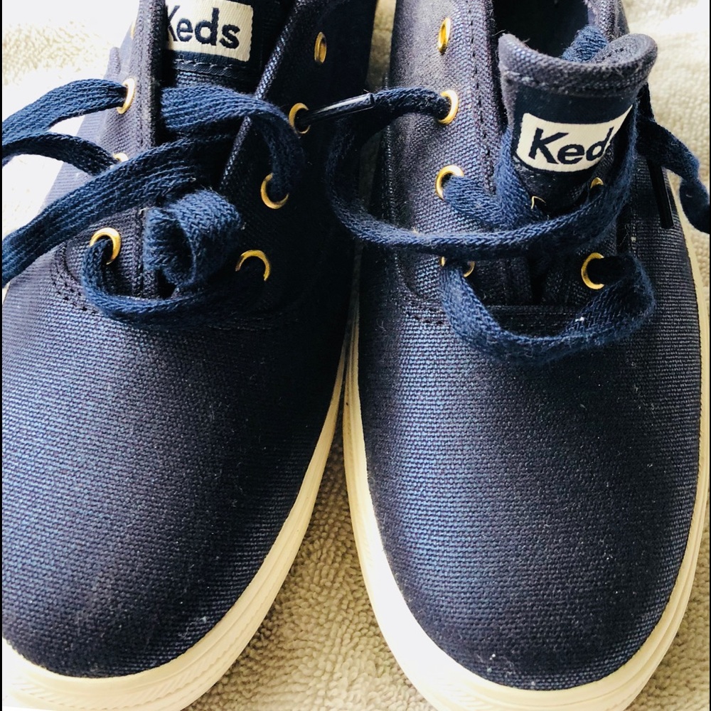 Sateen blue ladies Platform Keds size 8